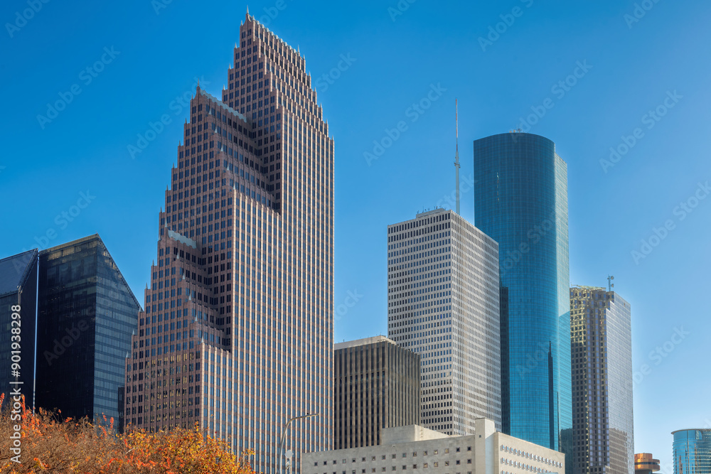 Skyscrapers in Houston downtown in Houston, Texas, USA.