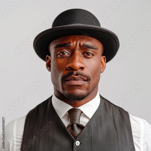 3D Black Businessman In A Stylish Waistcoat And Hat