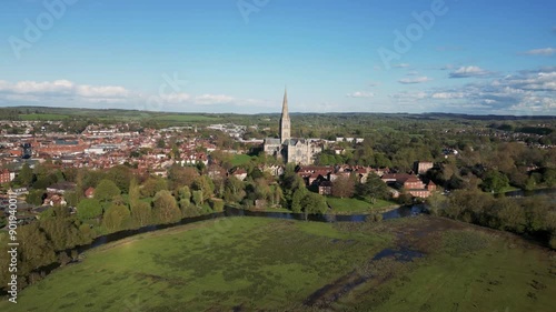 Approaching Salisbury Cathedral Aerial shot photo