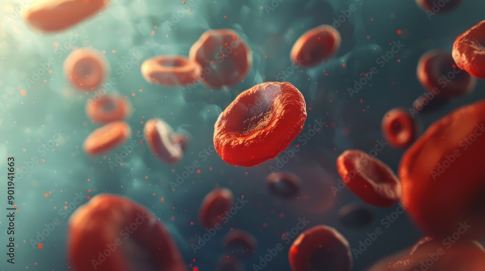 close-up of red blood cells floating in the bloodstream close-up of red blood cells floating in the bloodstream