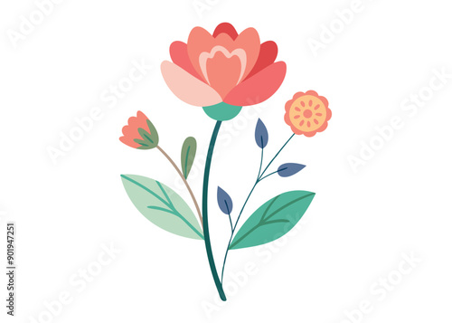 floral flowers minimal isolated flat vector pro collection illustration on white background.