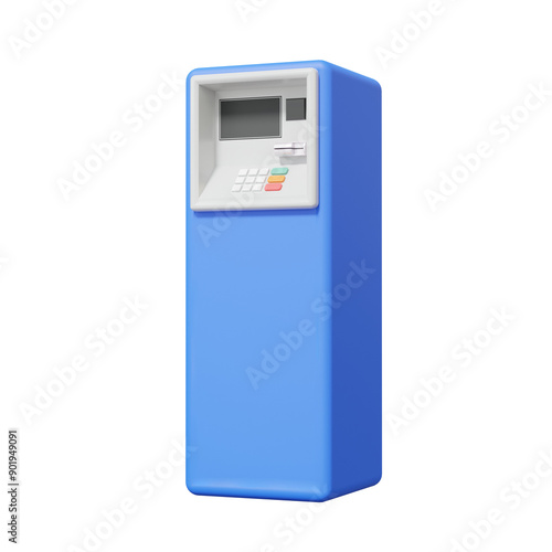 Withdrawal Top up atm automatic machine on isolated transparent background. money transfer technology digital payment, deposit, transaction, finance, 3d render illustration element