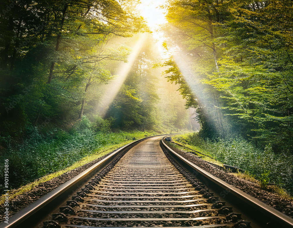 Naklejka premium railroad in the forest