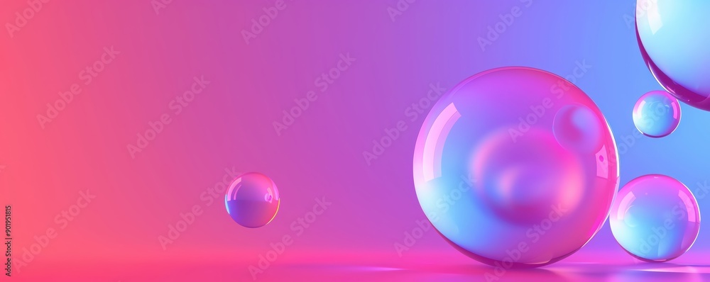 Vibrant gradient background featuring glossy spheres in pink and blue hues, ideal for modern design projects and abstract art. Vibrant gradient background featuring glossy spheres in pink and blue hues, ideal for modern design projects and abstract art.