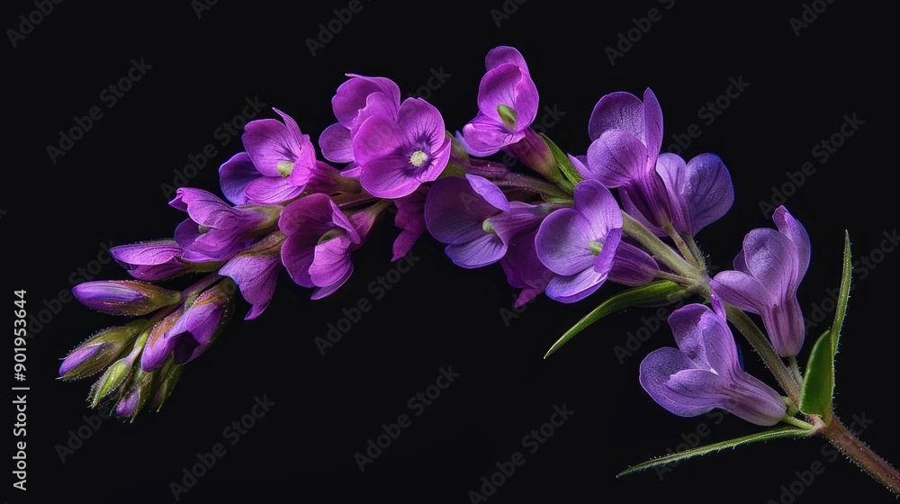 Polygala Dazzler stem isolated with blossoms Polygala Dazzler stem isolated with blossoms
