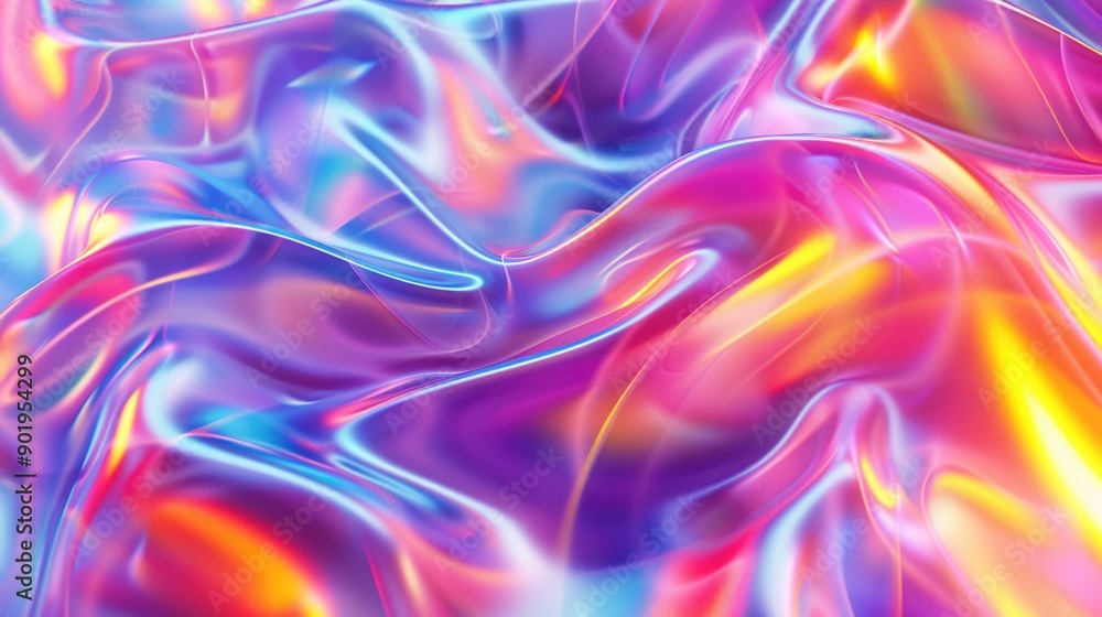 Fototapeta premium Abstract image of colorful waves with smooth, flowing lines. Blurred gradient background. Concept of motion, fluidity, and modern design.