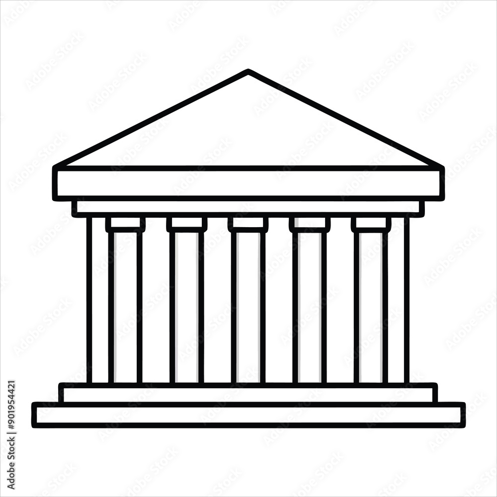 The theater building with columns line art vector The theater building with columns line art vector
