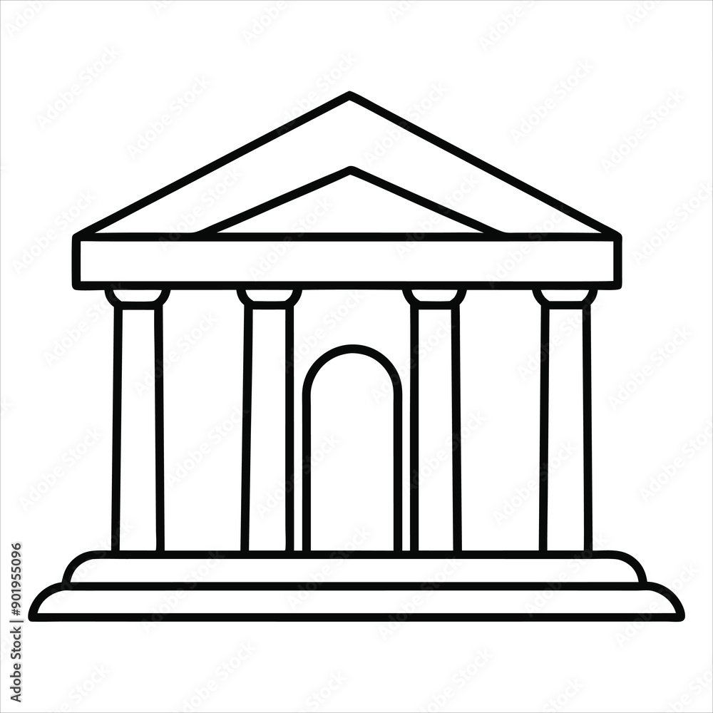The theater building with columns line art vector The theater building with columns line art vector
