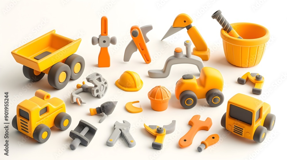 3D Icon Set of Construction Tools and Equipment 3D Icon Set of Construction Tools and Equipment