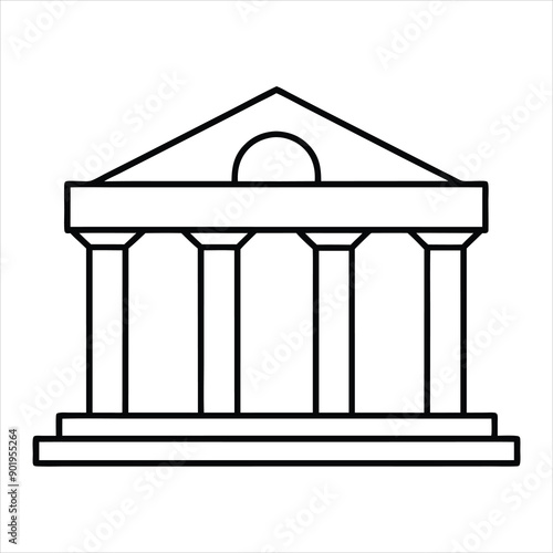 The theater building with columns line art vector