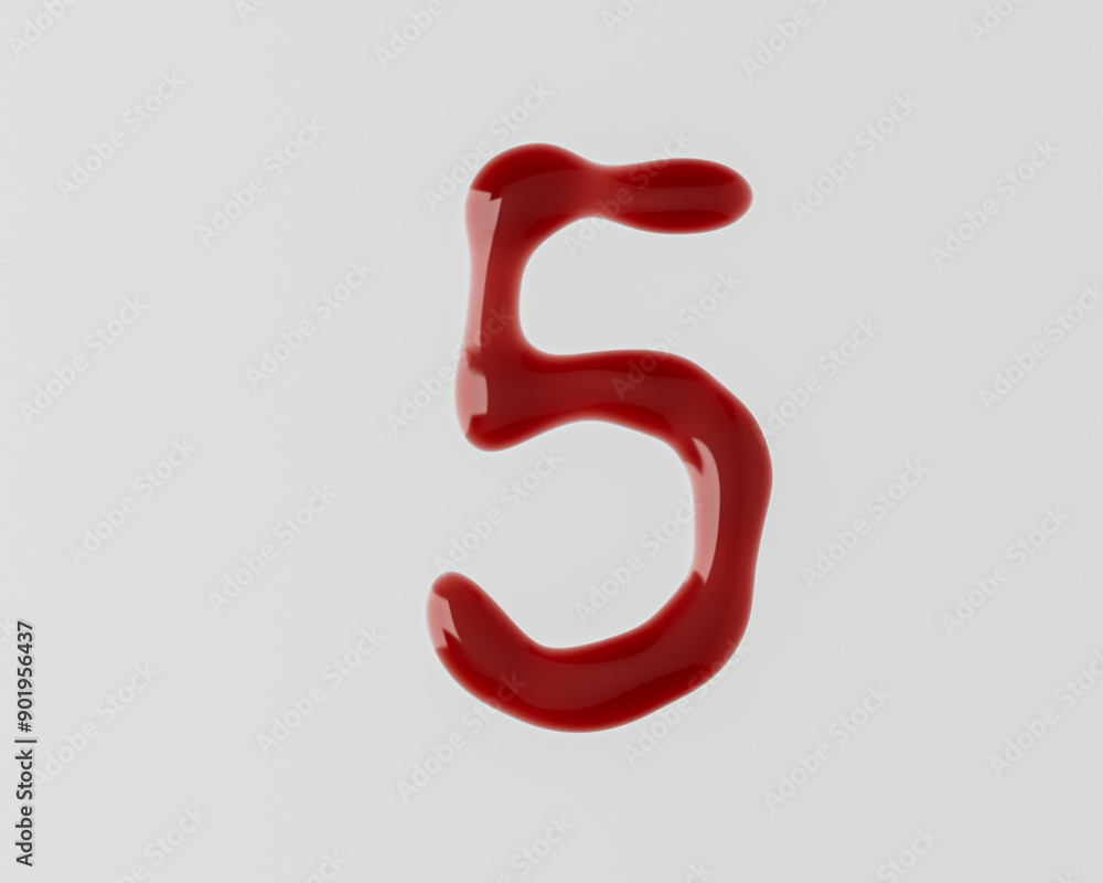 Digits made of red blood like liquid. 3d illustration of red symbols isolated on white background Digits made of red blood like liquid. 3d illustration of red symbols isolated on white background
