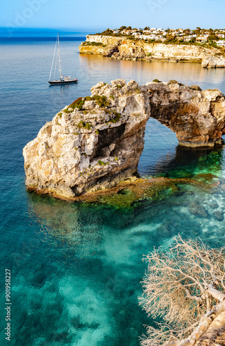 Es Pontas - the bridge - in front of the cliffs between Cala Santanyi and Cala Llombards.jpg