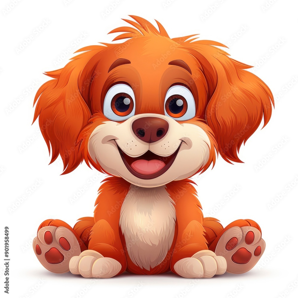 Cute Cartoon Dog With A Happy Expression, Vector Illustration Isolated On A White Background Cute Cartoon Dog With A Happy Expression, Vector Illustration Isolated On A White Background