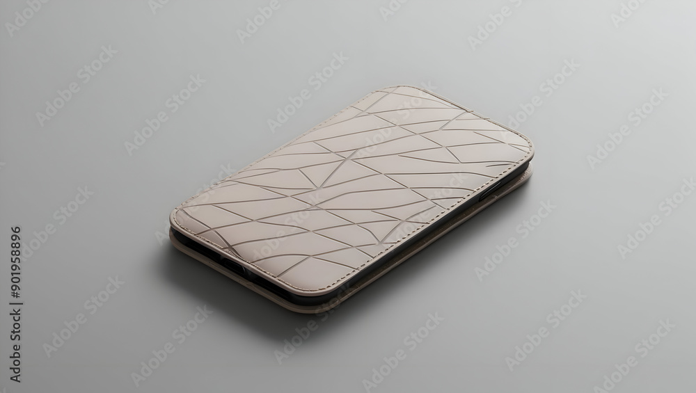 A minimalist leather wallet with a subtle pattern, placed on a modern surface A minimalist leather wallet with a subtle pattern, placed on a modern surface