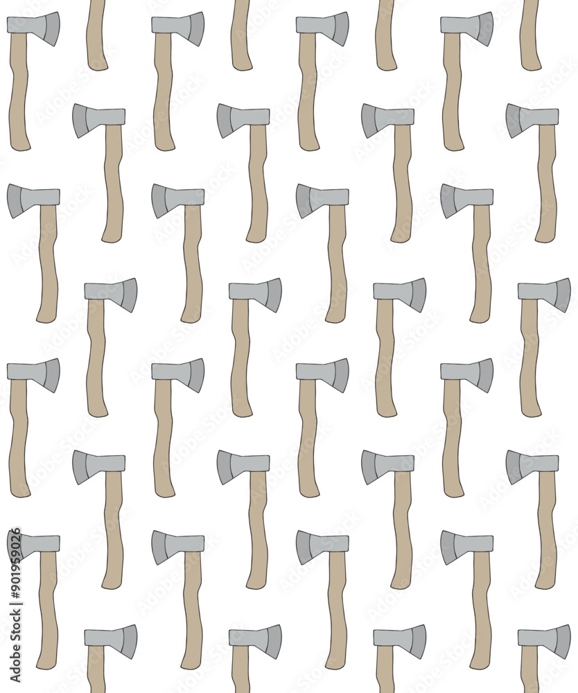 Vector seamless pattern of hand drawn sketch doodle colored axe isolated on white background Vector seamless pattern of hand drawn sketch doodle colored axe isolated on white background