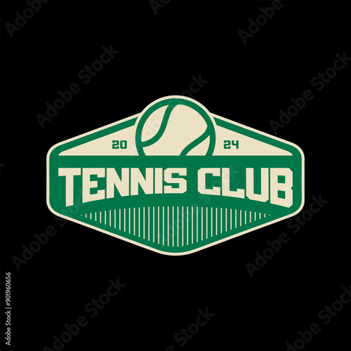 PrintVintage tennis logo, badge, emblem and much more. Tennis club vintage tee print, athletic apparel design shirt graphic print.