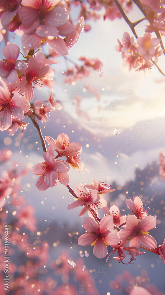 Ephemeral Sakura: Transient Morning Beauty Amidst Misty Mountains Ephemeral Sakura: Transient Morning Beauty Amidst Misty Mountains