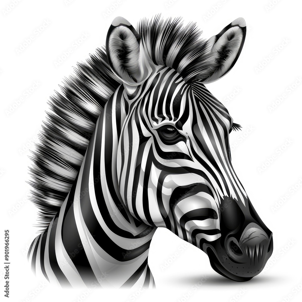 Zebra Head Vector Icon Illustration, Template Isolated On A White Background Zebra Head Vector Icon Illustration, Template Isolated On A White Background