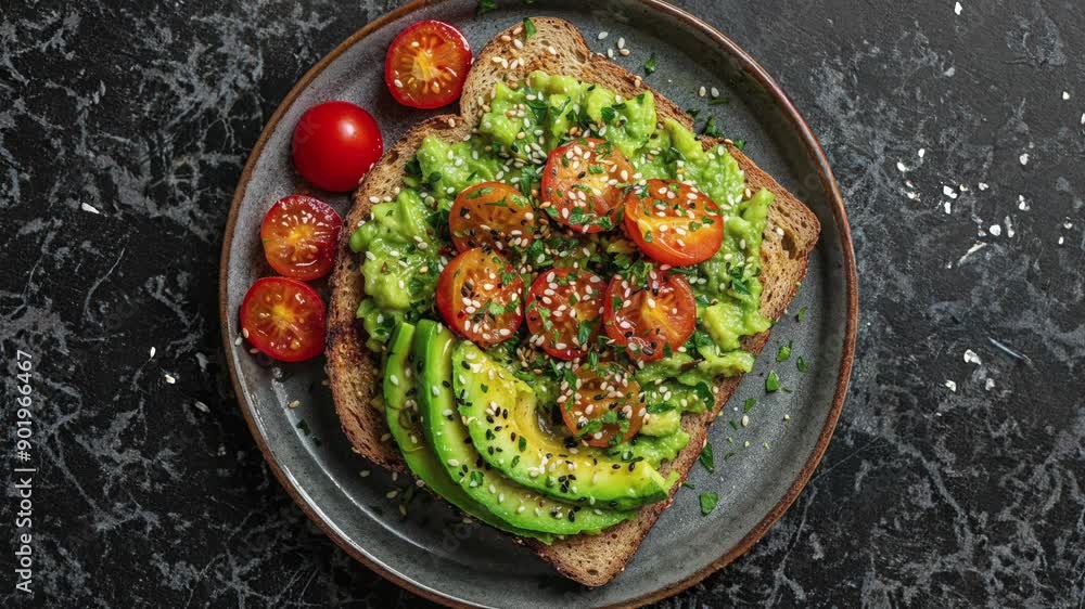 Healthy Avocado Toast with Cherry Tomatoes and Sesame Seeds Healthy Avocado Toast with Cherry Tomatoes and Sesame Seeds