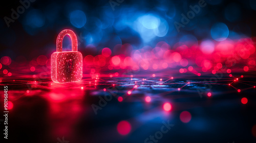 Cyber Security Vault, Futuristic Sci-Fi Concept. Online Safety, Data Privacy, Internet Identity, Trust. Product, Service, Solution. Technology Business, Innovation, Encryption, Antivirus, Firewall, AI photo