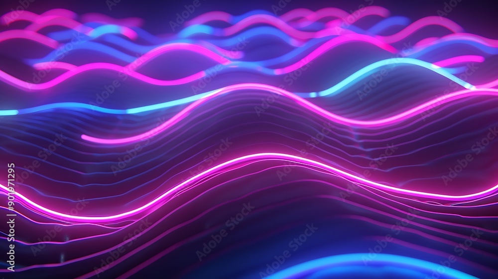 Neon pulse waves on a dark background Neon pulse waves on a dark background