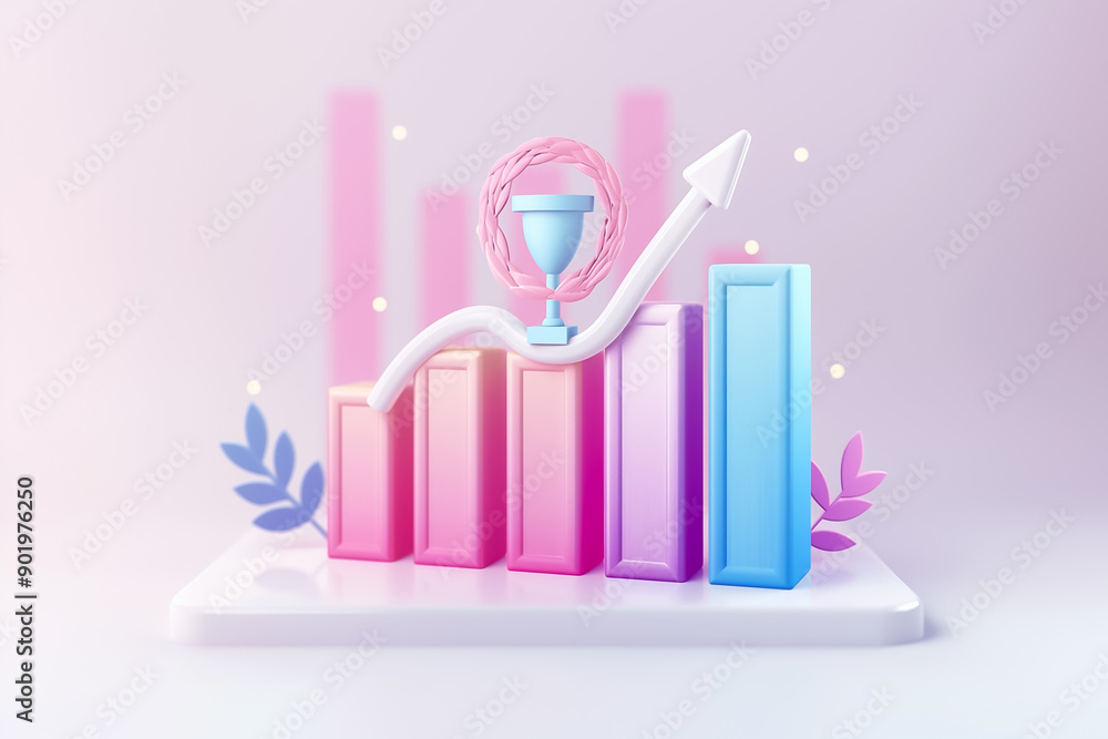 Vibrant and colorful Growth Chart featuring a Trophy that symbolizes success, achievement, and the journey towards outstanding goals Vibrant and colorful Growth Chart featuring a Trophy that symbolizes success, achievement, and the journey towards outstanding goals