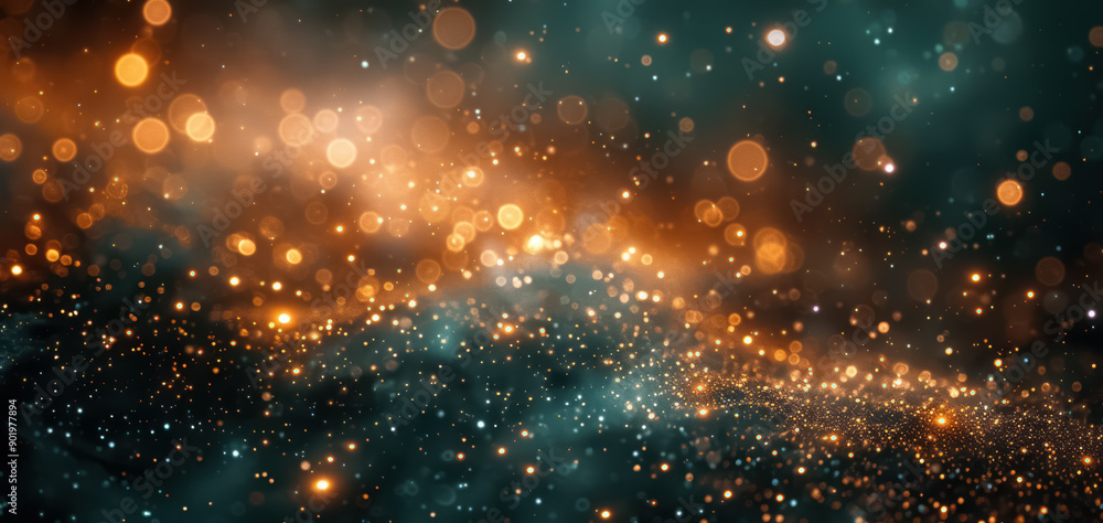 Dark green and gold Abstract background and bokeh on New Year's Eve Dark green and gold Abstract background and bokeh on New Year's Eve