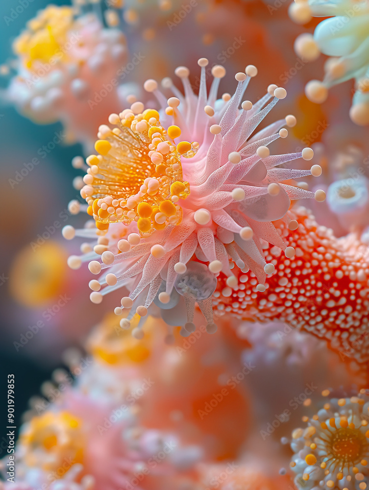 Colourful Exotic Fractal Plant, Underwater Macro Close Up. Aquatic Bio Diversity, Ecology, Natural Neon Glow, Coral, Sponge, Flower, Sample, Specimen, Museum Collection. Poster, Postcard, Print, Cover Colourful Exotic Fractal Plant, Underwater Macro Close Up. Aquatic Bio Diversity, Ecology, Natural Neon Glow, Coral, Sponge, Flower, Sample, Specimen, Museum Collection. Poster, Postcard, Print, Cover