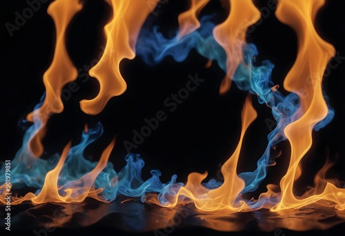 Vibrant Flame Pattern Transitioning from Blue to Orange and Yellow photo