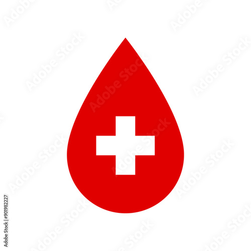Blood drop with medical cross icon