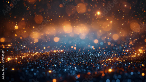 Black, blue and gold bokeh, Christmas luxury background