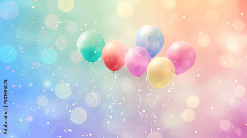 Vibrant Balloons Soaring in Rainbow Sky - Joyful and Colorful Celebration Concept Vibrant Balloons Soaring in Rainbow Sky - Joyful and Colorful Celebration Concept