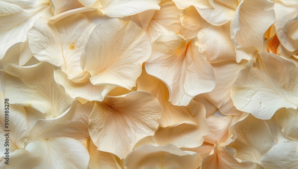 delicate petals in various shades of beige and white, arranged to create an abstract floral pattern The background is a soft gradient from light cream at the top to deep warm tones Generative AI delicate petals in various shades of beige and white, arranged to create an abstract floral pattern The background is a soft gradient from light cream at the top to deep warm tones Generative AI