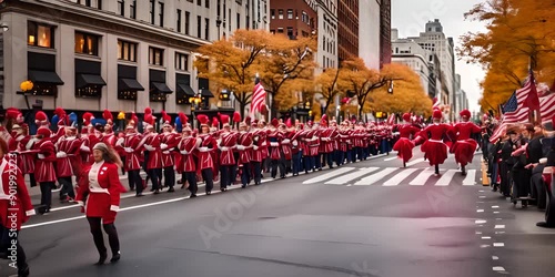 Macy's parade day in New York. Thanksgiving celebration.