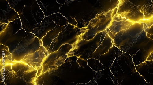 Abstract Lightning Strikes on Black Background