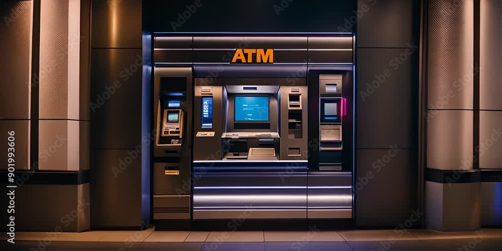 Modern ATM in a city. Modern ATM in a city.