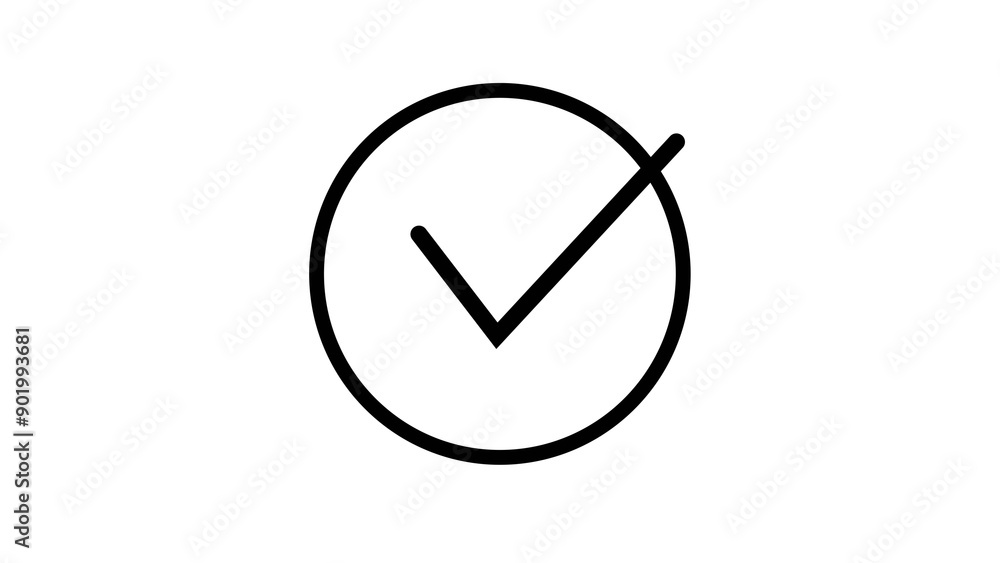 Check mark sign with black circle on a white background. Check mark sign with black circle on a white background.