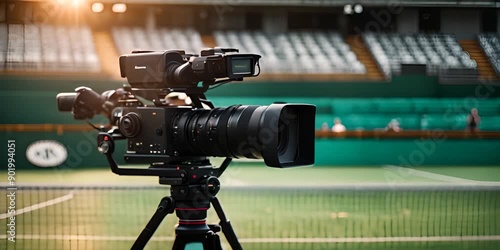 TV camera on a tennis court. photo