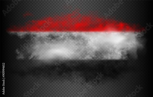 Smoke in a shape and colors of flag of Yemen. Beautiful vector realistic red, white, black fog cloud photo