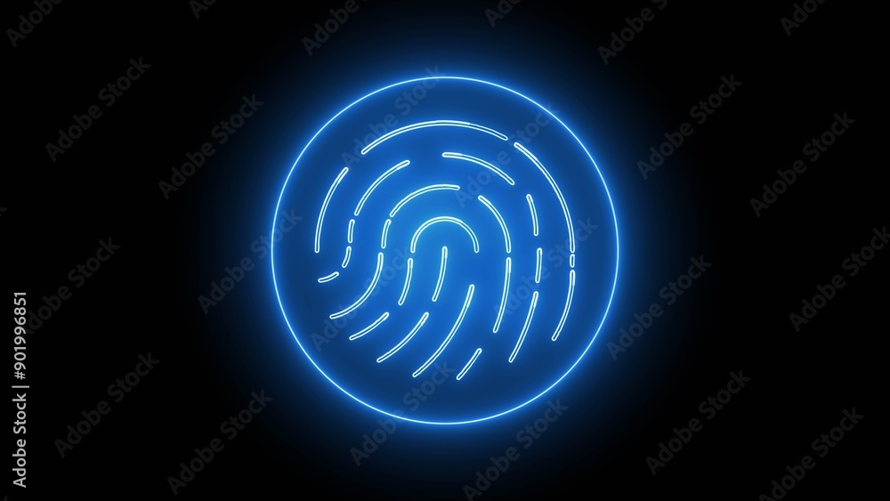Fingerprint Futuristic Biometric Scanner Identification Scanning Recognition Sensor on a black background. Fingerprint Futuristic Biometric Scanner Identification Scanning Recognition Sensor on a black background.