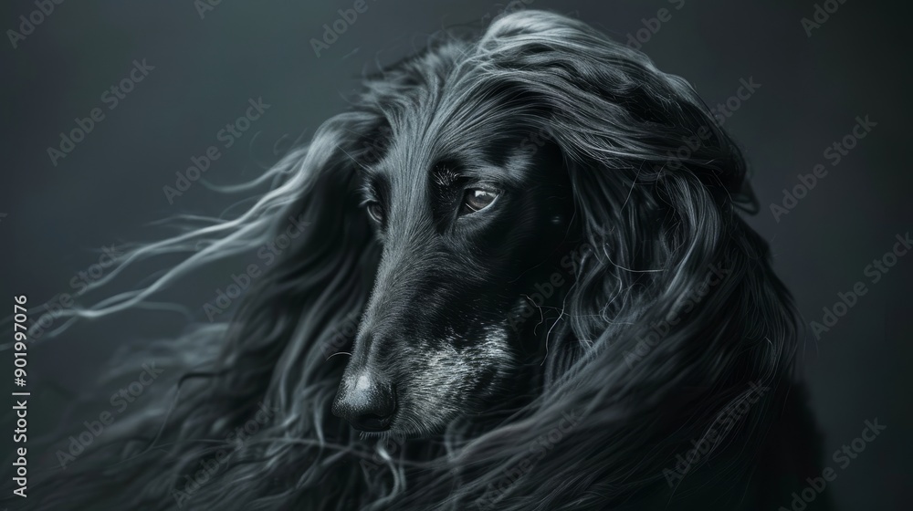 Afghan Hound with flowing hair Afghan Hound with flowing hair