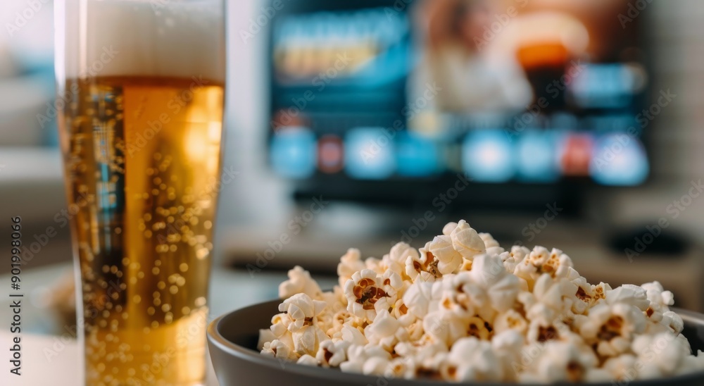 Popcorn and Beer While Watching TV Popcorn and Beer While Watching TV