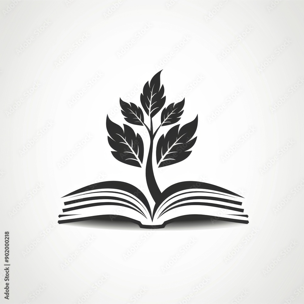 Open Book with Leaf: Knowledge and Growth Concept Illustration. Open Book with Leaf: Knowledge and Growth Concept Illustration.