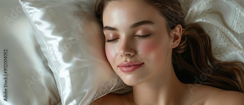 Woman using a silk pillowcase, Beauty routine, Reducing friction and wrinkles