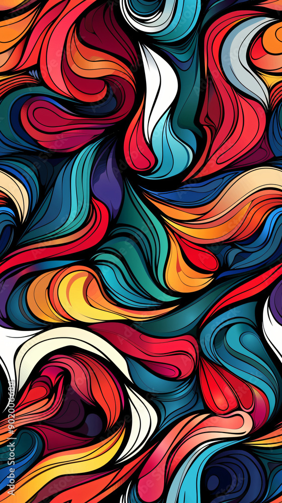 Vibrant abstract seamless pattern with flowing wavy lines and organic shapes, ideal for backgrounds and artistic projects Vibrant abstract seamless pattern with flowing wavy lines and organic shapes, ideal for backgrounds and artistic projects