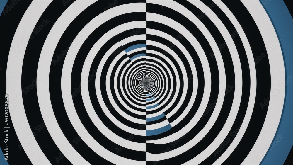A black and white spiral with a blue line in the middle, AI A black and white spiral with a blue line in the middle, AI