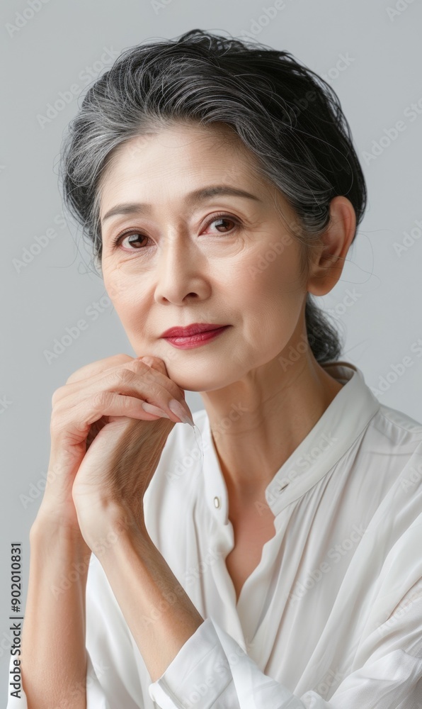 *Short Description:**.An elegant older woman poses with a contemplative expression *Short Description:**.An elegant older woman poses with a contemplative expression