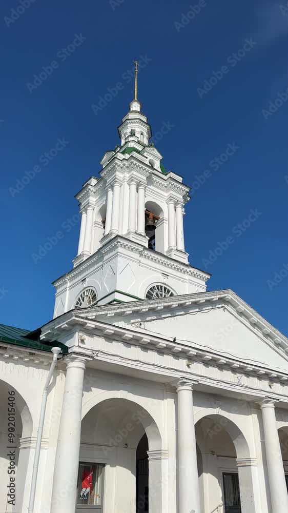 Kostroma, Russia, July 28, 2024. Orthodox Church of the Savior in Rows. Vertical video Kostroma, Russia, July 28, 2024. Orthodox Church of the Savior in Rows. Vertical video