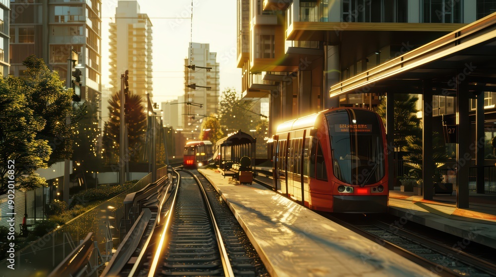 Obraz premium A transit-oriented development with a focus on accessibility and public transportation