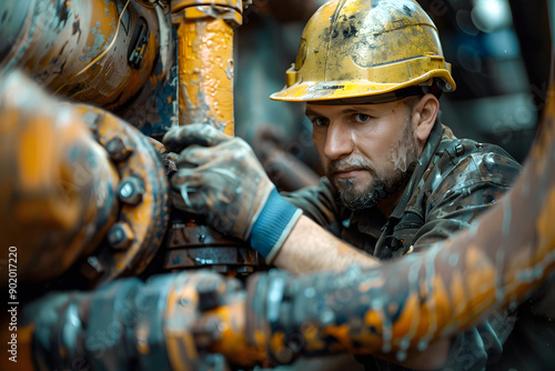 a worker fixing a pipe